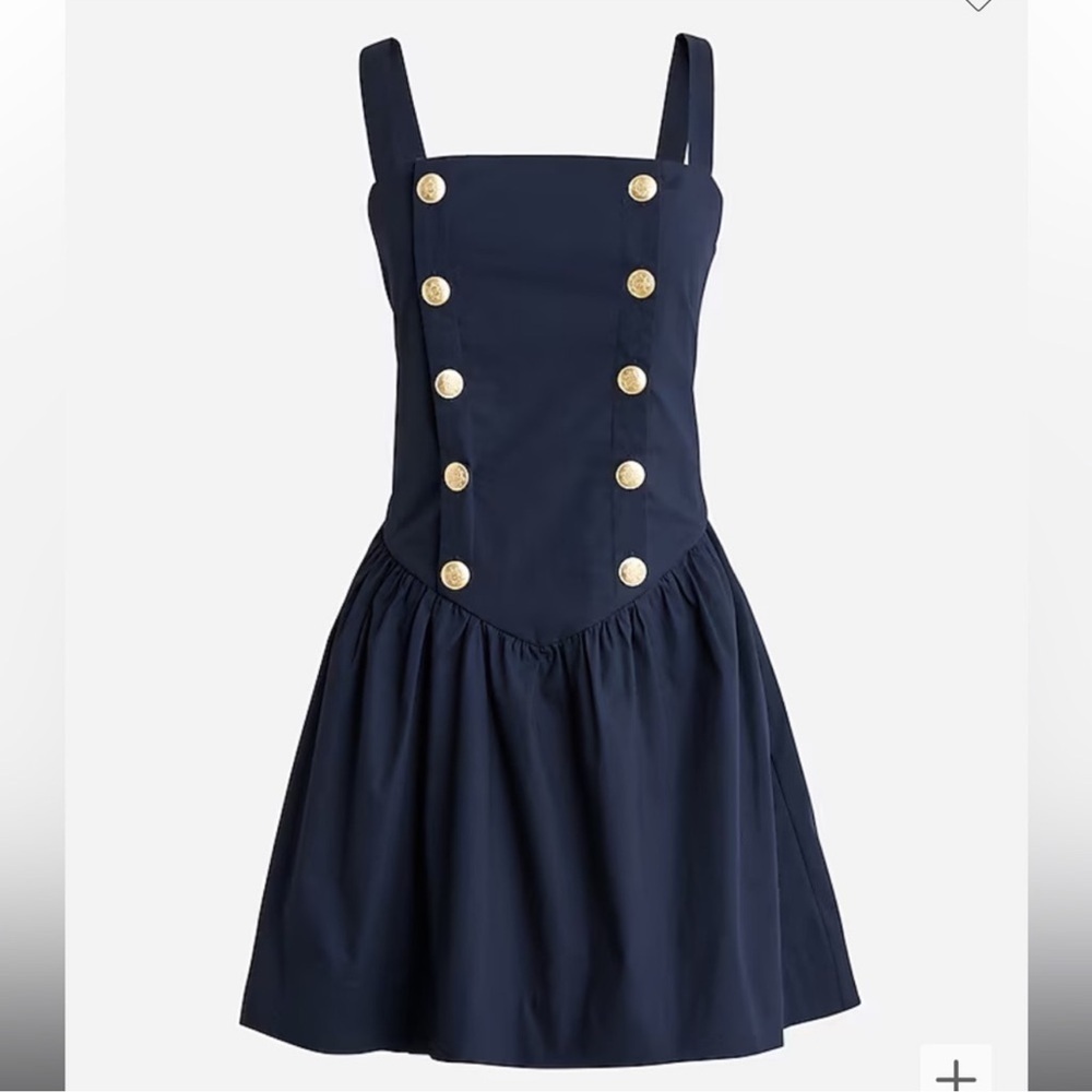 J. Crew Navy Mini Dress with Gold Buttons